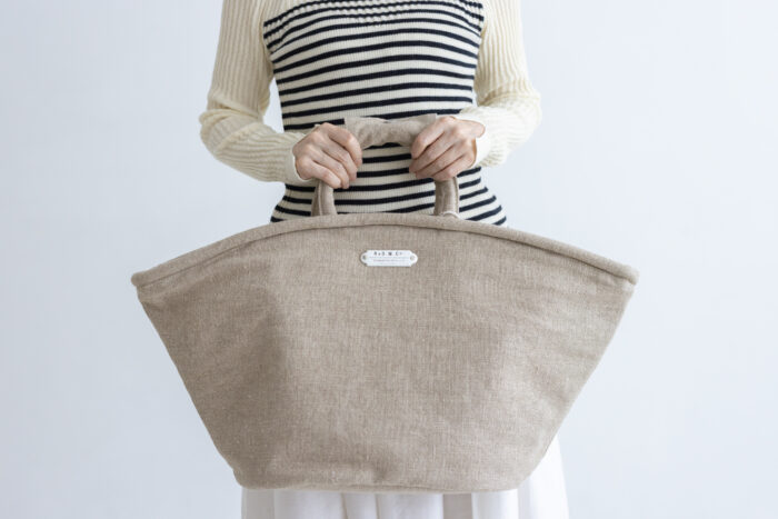 LINEN MARCHE BAG(L) beige 2