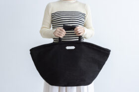 LINEN MARCHE BAG(L) black 1
