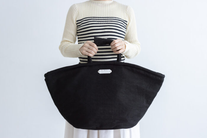 LINEN MARCHE BAG(L) black 1