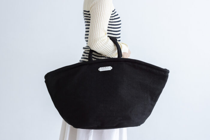 LINEN MARCHE BAG(L) black 2