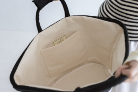LINEN MARCHE BAG(L) black 3