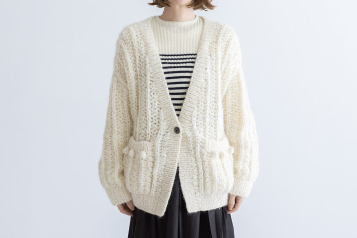 自然の色：モヘアニットカーディガン off white 1