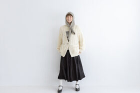 おぼろ雲：ニットフードマフラー gray beige 6