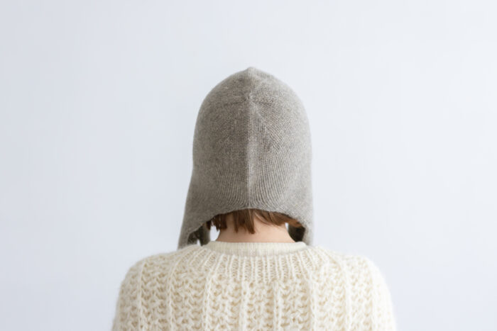 おぼろ雲：ニットフードマフラー gray beige 3