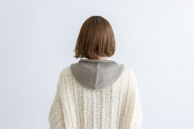 おぼろ雲：ニットフードマフラー gray beige 5