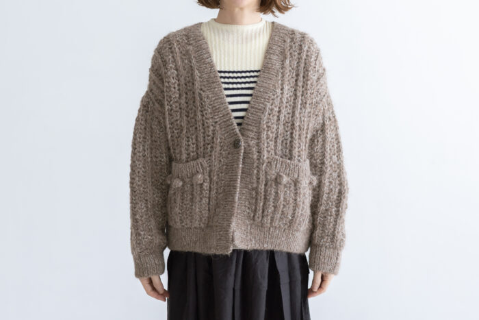 自然の色：モヘアニットカーディガン brown 1