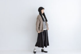 おぼろ雲：ニットフードマフラー dark charcoal 5