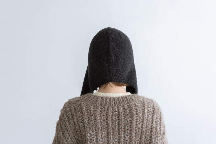 おぼろ雲：ニットフードマフラー dark charcoal 3