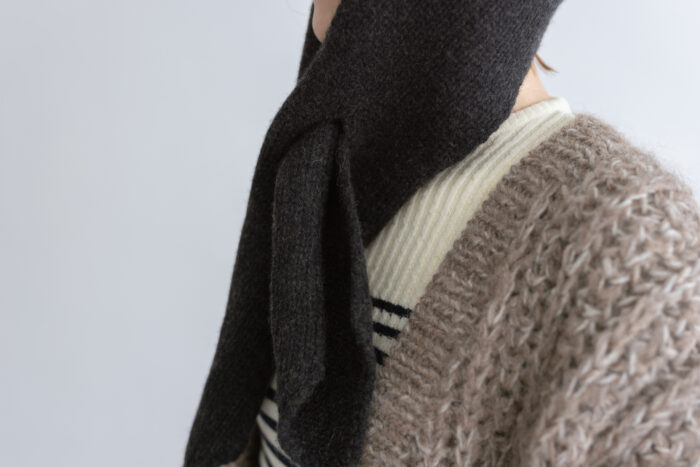 おぼろ雲：ニットフードマフラー dark charcoal 4