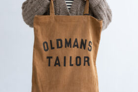 OMT PRINT CORDUROY TOTE BAG brown 1