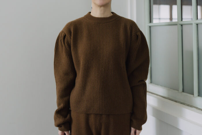 WOOL CASHIMERE 12G PUFF PULLOVER brown 1