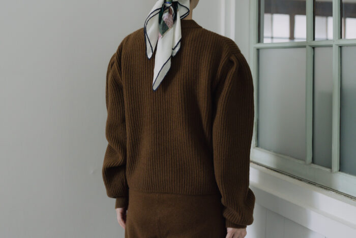 WOOL CASHIMERE 12G PUFF PULLOVER brown 3