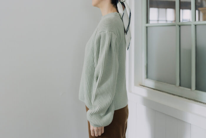 WOOL CASHIMERE 12G PUFF PULLOVER P.green 2