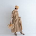 予約 G1183 TINY FRILL NO SLEEVE GATHER DRESS light beige 6月初〜6月中