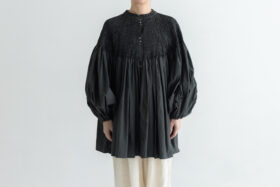 予約 RS9 CIRCULAR SMOCKING SHIRT charcoal 10月初〜10月中 1