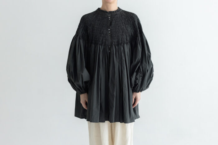 予約 RS9 CIRCULAR SMOCKING SHIRT charcoal 10月初〜10月中 1