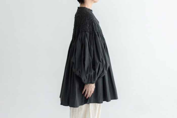 予約 RS9 CIRCULAR SMOCKING SHIRT charcoal 10月初〜10月中 2