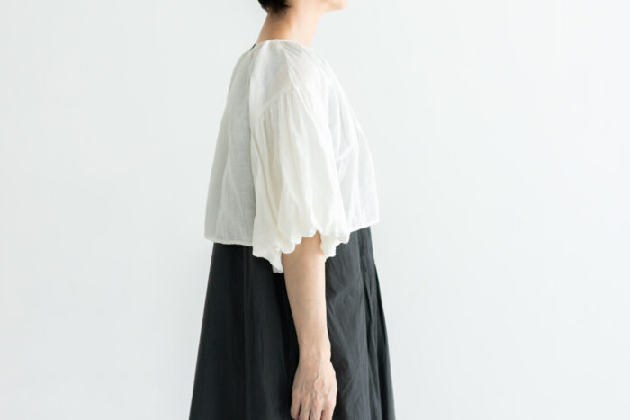 予約 G1189 KHADI COTTON LINEN GATHER BORRERO white 6月末〜6月初 2