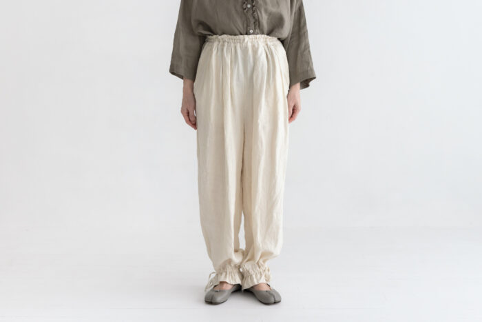 予約 G1202 CLASSIL SIDE LINEN STRING PANTS milk 7月末〜8月初 1