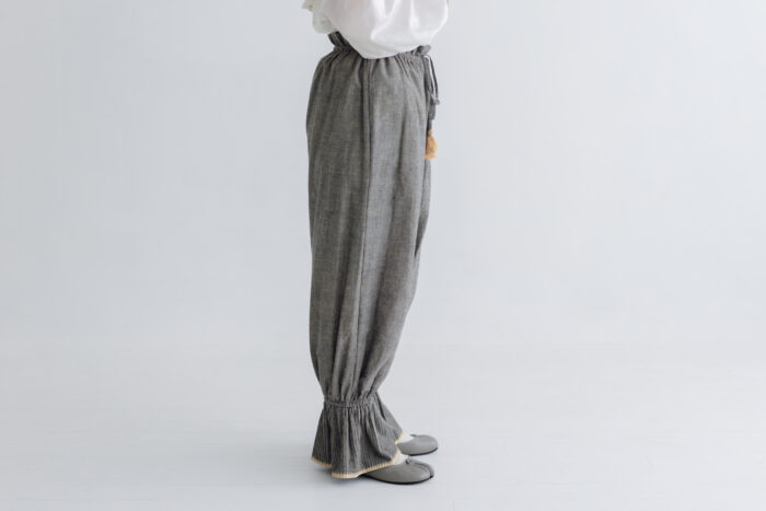 BN2673 Gather Pants gray mix 2
