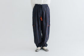 BN2683 Embroidery Parachute Pants charcoal 1