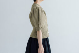 LILIAN YARN PUFF SLEEVE CARDIGAN beige 2