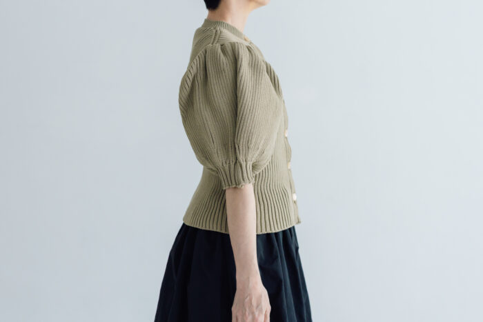 LILIAN YARN PUFF SLEEVE CARDIGAN beige 2