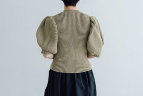 LILIAN YARN PUFF SLEEVE CARDIGAN beige 3