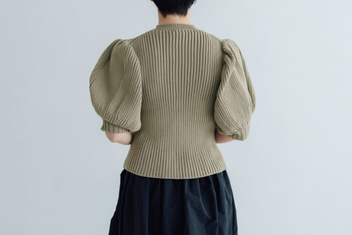 LILIAN YARN PUFF SLEEVE CARDIGAN beige 3