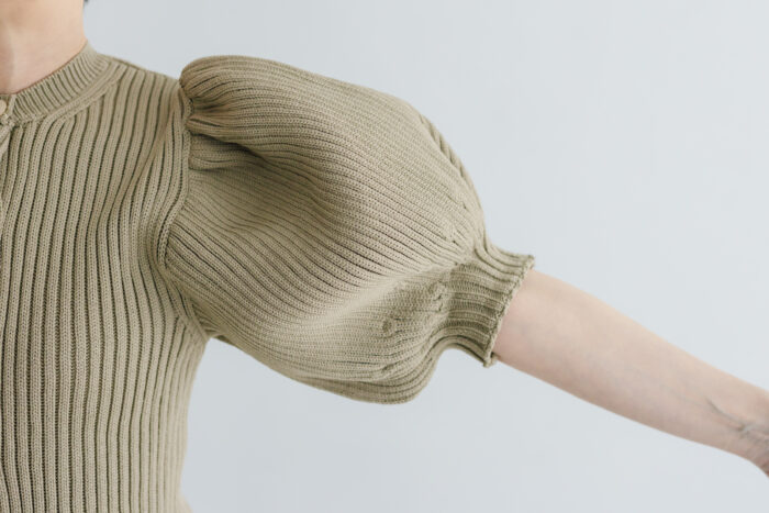 LILIAN YARN PUFF SLEEVE CARDIGAN beige 4