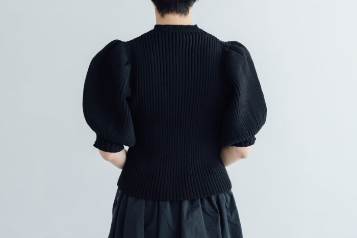 LILIAN YARN PUFF SLEEVE CARDIGAN black 3