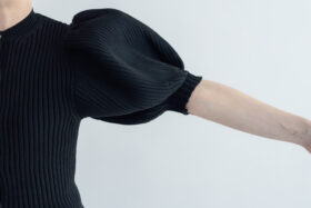 LILIAN YARN PUFF SLEEVE CARDIGAN black 4
