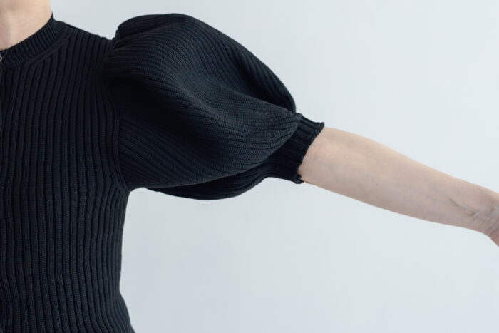 LILIAN YARN PUFF SLEEVE CARDIGAN black 4