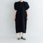 LILIAN YARN PUFF SLEEVE DRESS black