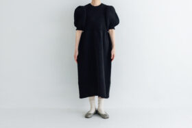 LILIAN YARN PUFF SLEEVE DRESS black 1