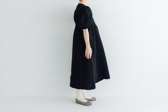 LILIAN YARN PUFF SLEEVE DRESS black 2