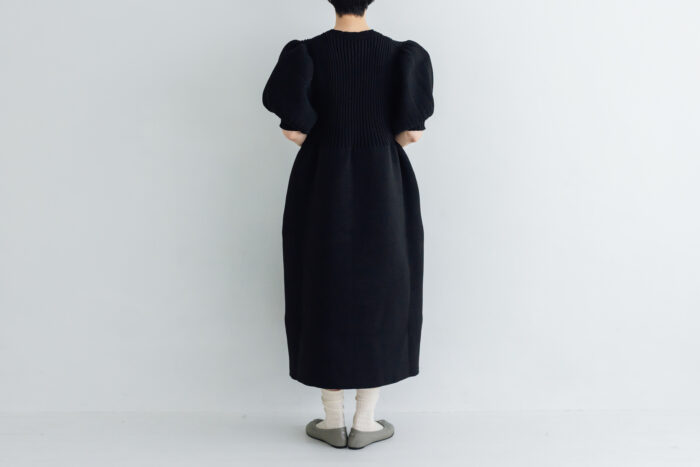 LILIAN YARN PUFF SLEEVE DRESS black 3