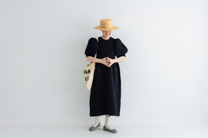 LILIAN YARN PUFF SLEEVE DRESS black 6