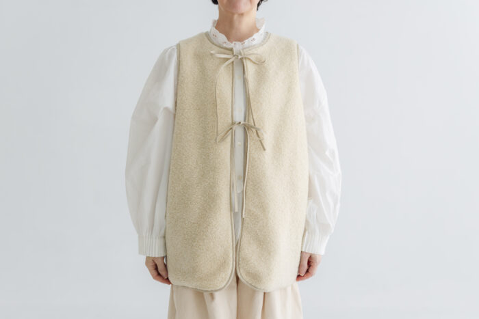 予約 RS26 REVERSIBLE BOA×EMBROIDERY VEST off white  10月中〜10月末 1
