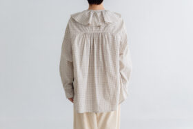 予約 RS11 2WAY FRILL COLLAR BLOUSE white check 9月中〜9月末 3