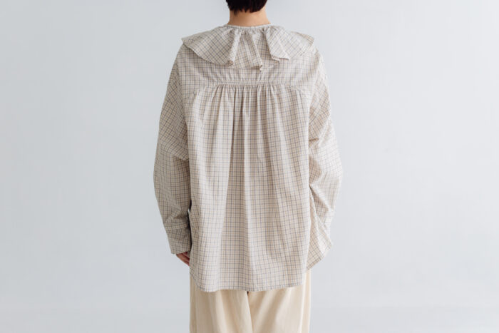 予約 RS11 2WAY FRILL COLLAR BLOUSE white check 9月中〜9月末 3