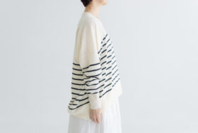 予約 LA521 BASQUE BORDER DIMENSION KNIT charcoal 10月中〜10月末 2