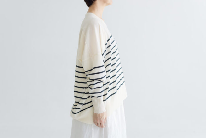 予約 LA521 BASQUE BORDER DIMENSION KNIT charcoal 10月中〜10月末 2