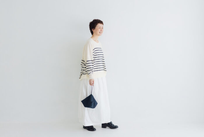 予約 LA521 BASQUE BORDER DIMENSION KNIT charcoal 10月中〜10月末 1