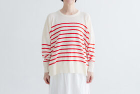 予約 LA521 BASQUE BORDER DIMENSION KNIT apricot 10月中〜10月末 1