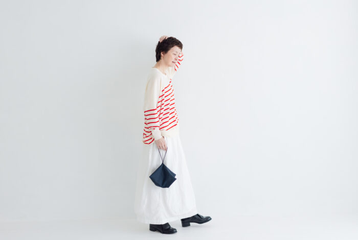 予約 LA521 BASQUE BORDER DIMENSION KNIT apricot 10月中〜10月末 6