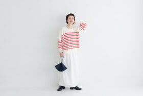 予約 LA521 BASQUE BORDER DIMENSION KNIT apricot 10月中〜10月末 5