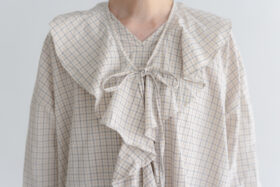 予約 RS11 2WAY FRILL COLLAR BLOUSE white check 9月中〜9月末 4