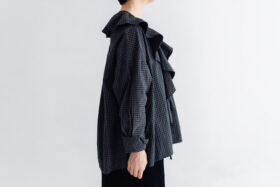 予約 RS11 2WAY FRILL COLLAR BLOUSE black check 9月中〜9月末 2