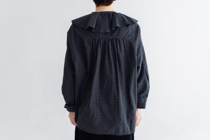予約 RS11 2WAY FRILL COLLAR BLOUSE black check 9月中〜9月末 3